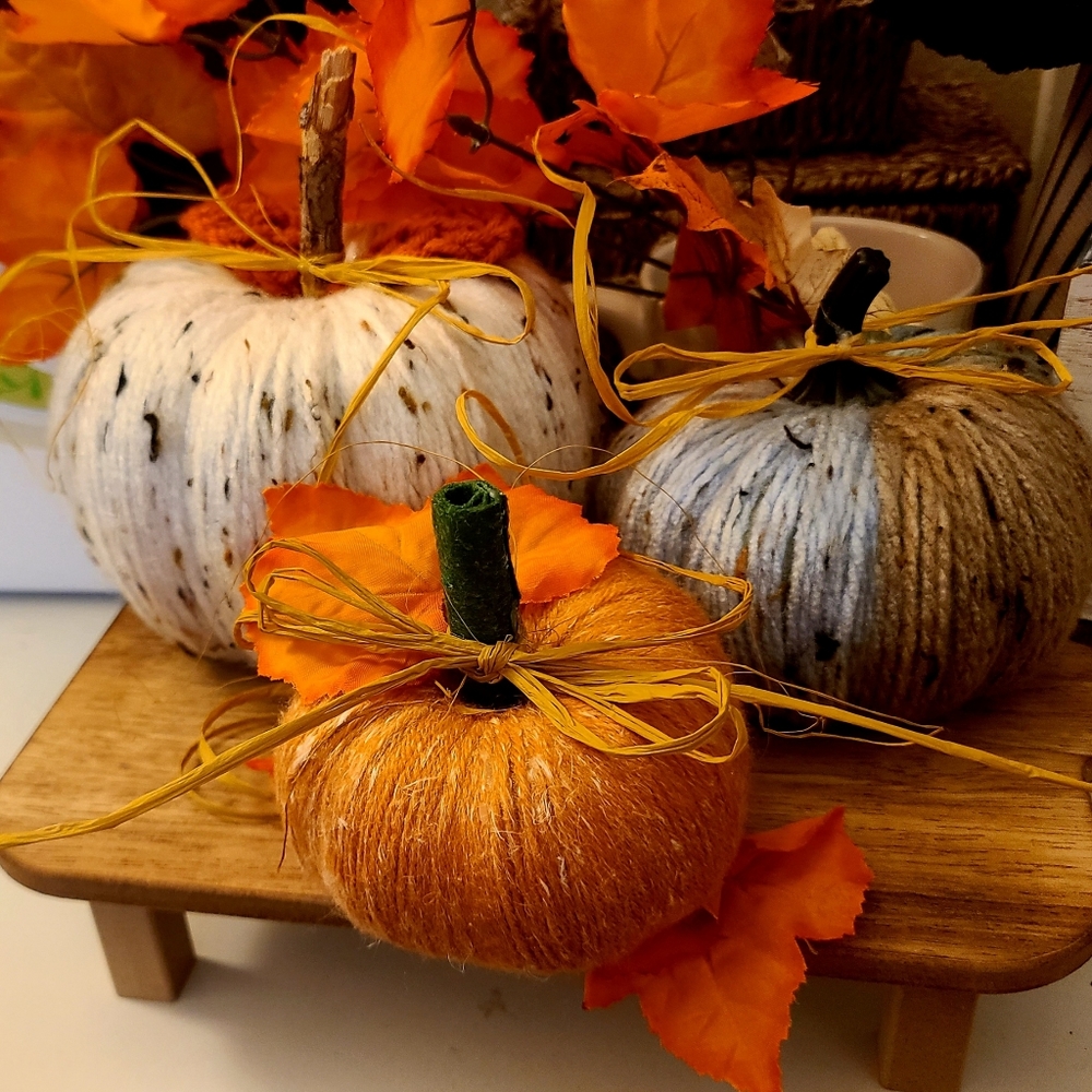 Pumpkins in Yarn. New and handcrafted